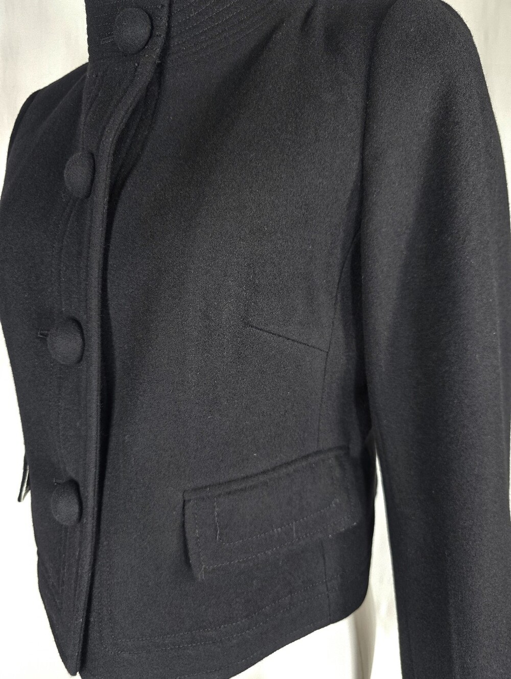 J.Crew 100% Wool Black Cropped Jacket Size 8 Quiet Luxury Old Money Classic Lux - Picture 10 of 16